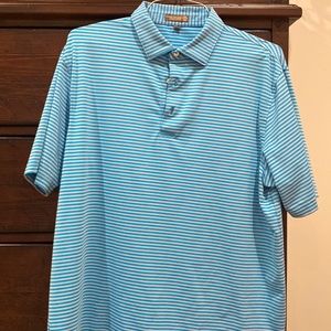 Peter Millar blue with blue stripe gold shirt